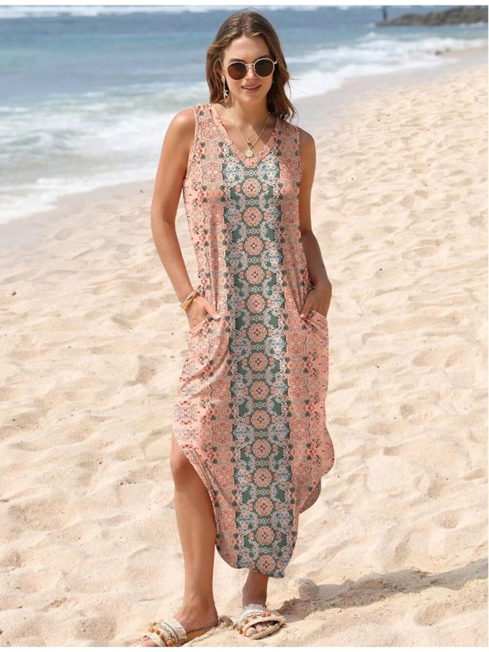 〽️Women's Floral Boho Ethnic Style Sleeveless Ankle Length Imported Maxi Dresses